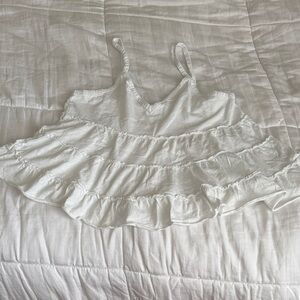 American Eagle Outfitters White Ruffle Tank Top